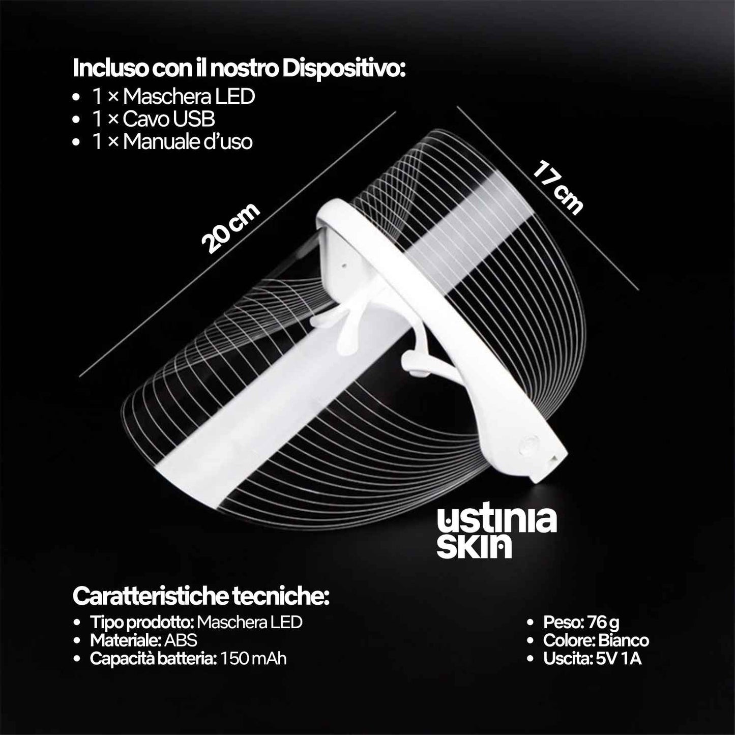 Maschera Facciale LED 7 Colori