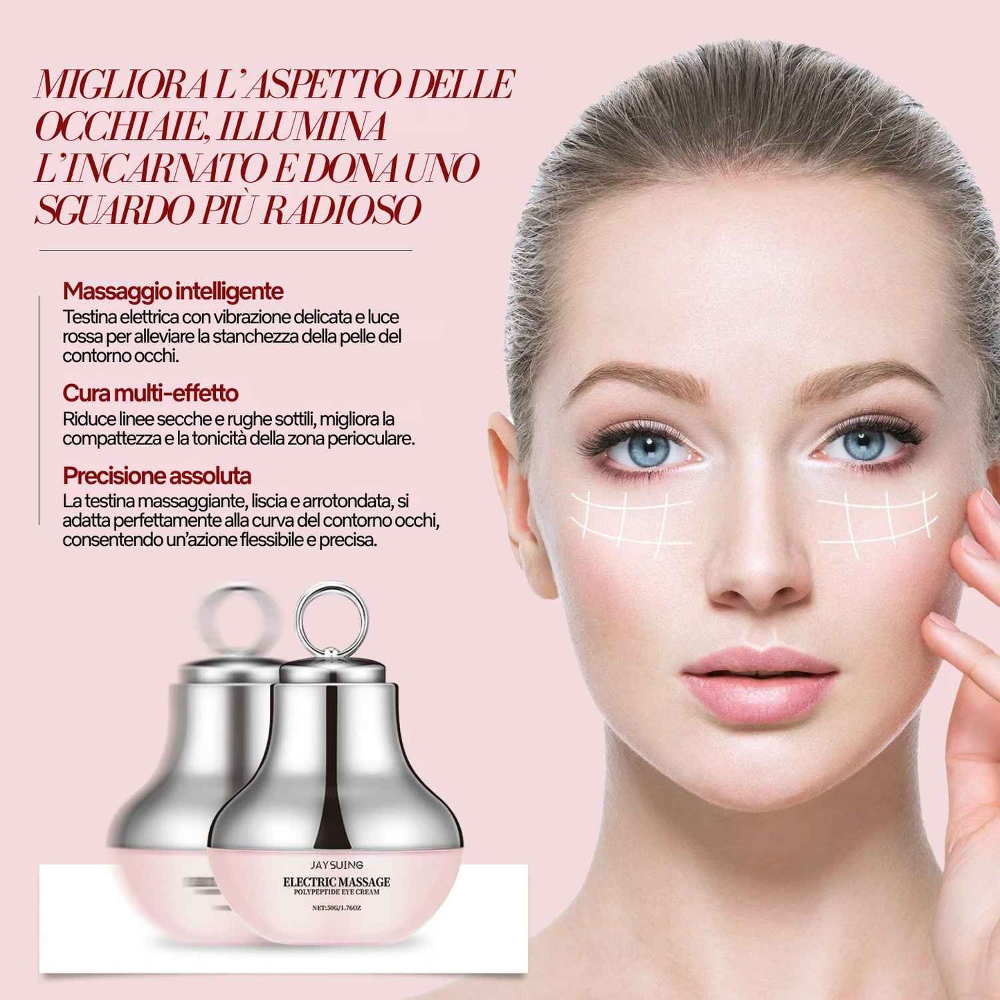 JAYSUING Electric Massage Eye Cream 2-in-1 + Red Light Therapy