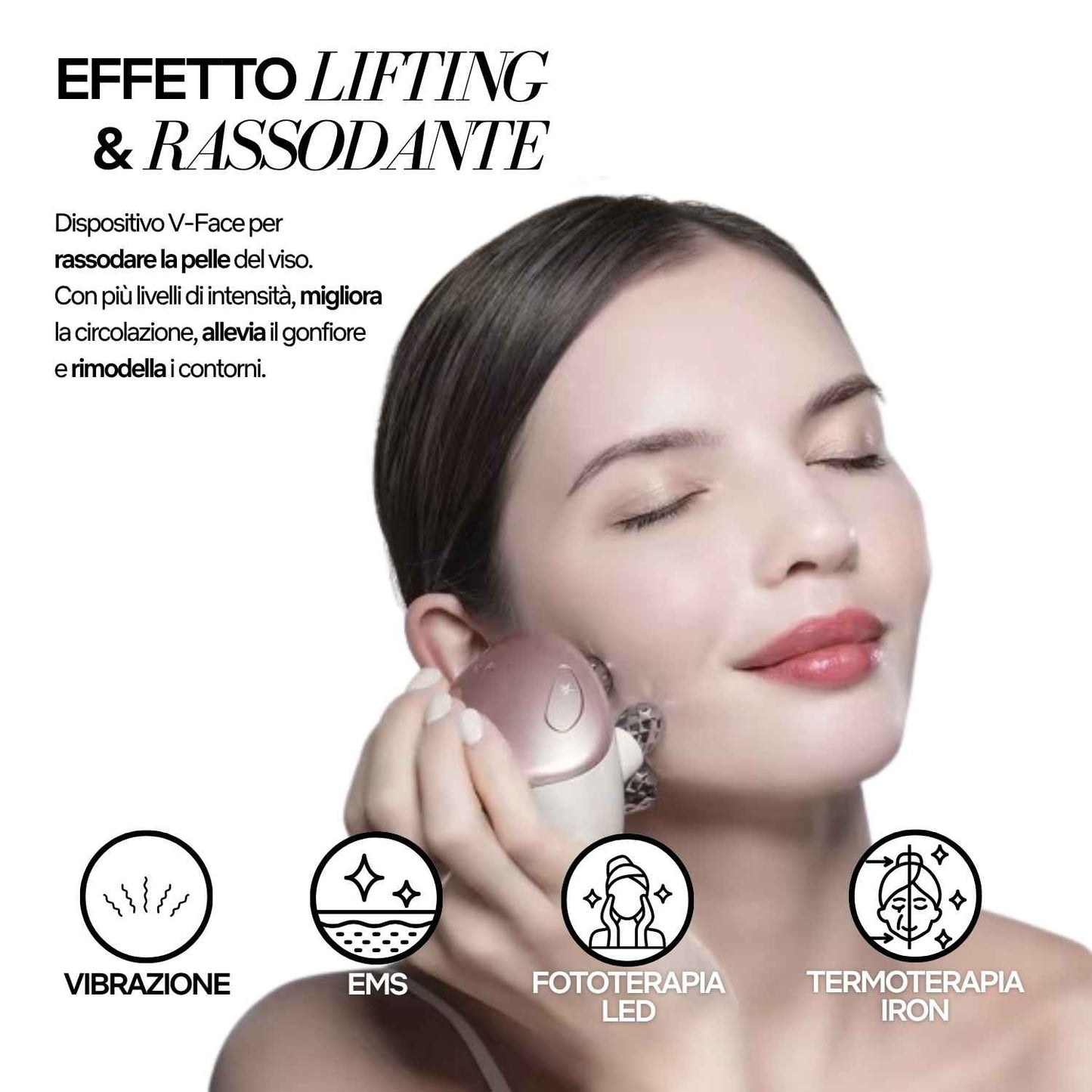 Massaggiatore Facciale RF & EMS con Massaggio 4D